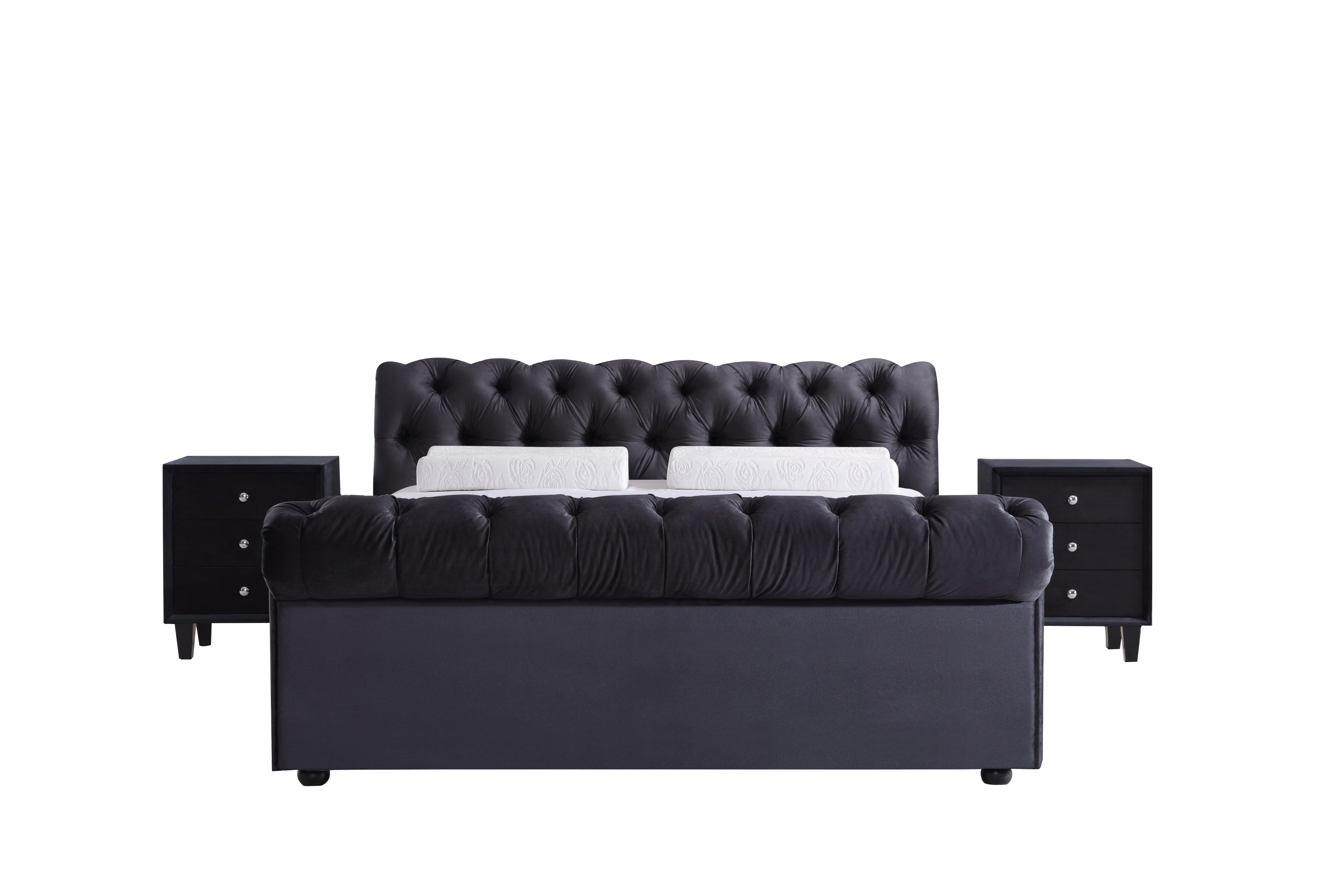 Elegant Black Velvet King Bed Frame - Preorder Available